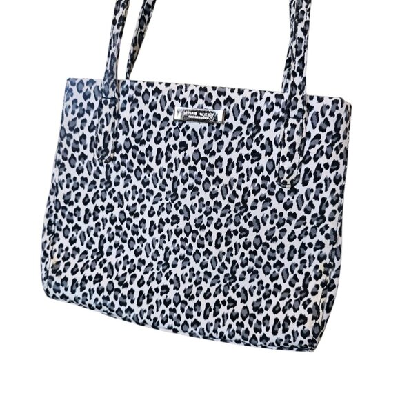 Retro Y2K Snow Leopard Print Shoulder Bag Purse Black And‎ White Animal Print - Picture 2 of 9